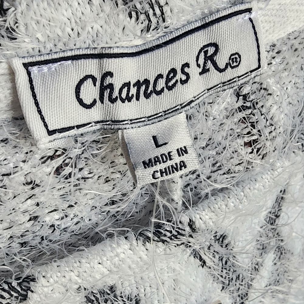 CHANCHES R Women's 3/4 Sleeve, Boat Neck, Black White Geometric Top Size L NWT - Picture 3 of 4
